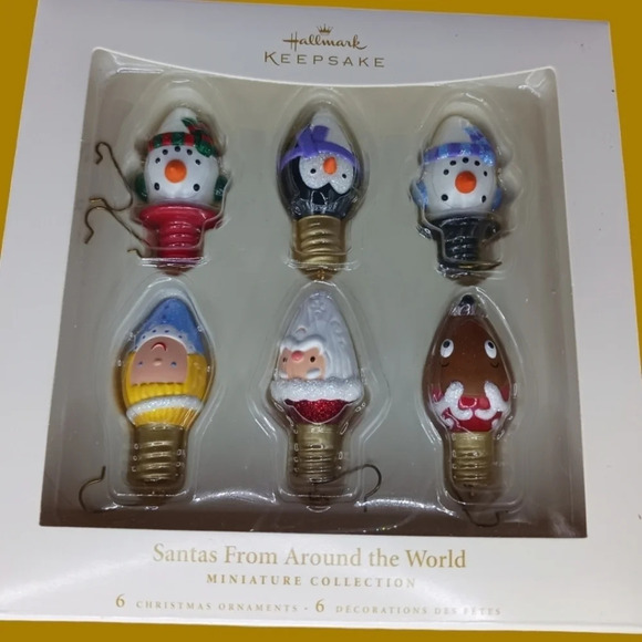 Hallmark  minaiture collection christmas light bulb  ornaments set of 6 - Picture 1 of 5